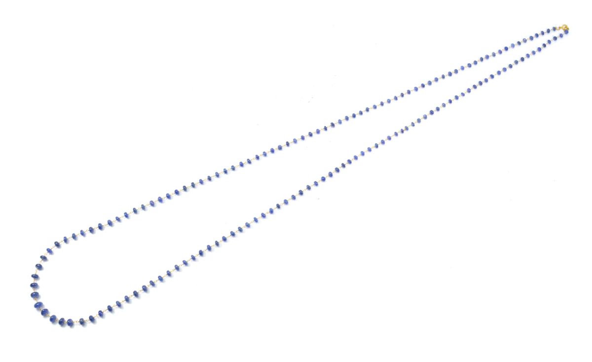 18k Solid Gold Necklace in 3.50 - 6.00 mm Size With Natural Blue Sapphire , SGGRC-109