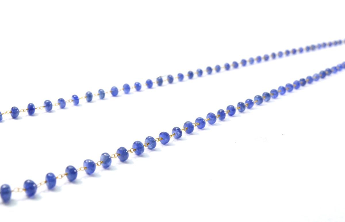 18k Solid Gold Necklace in 3.50 - 6.00 mm Size With Natural Blue Sapphire , SGGRC-109