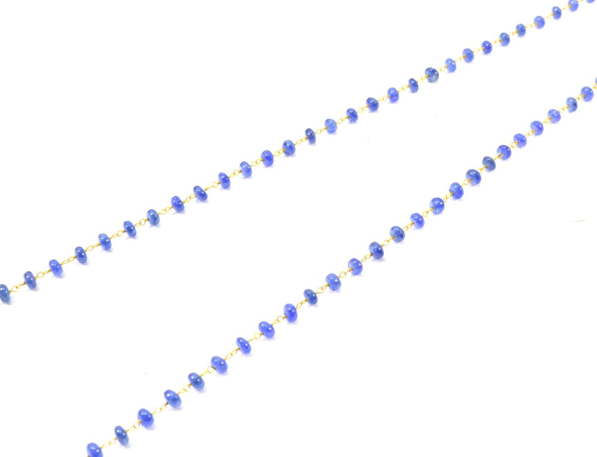 18k Solid Gold Necklace in 3.50 - 6.00 mm Size With Natural Blue Sapphire , SGGRC-109