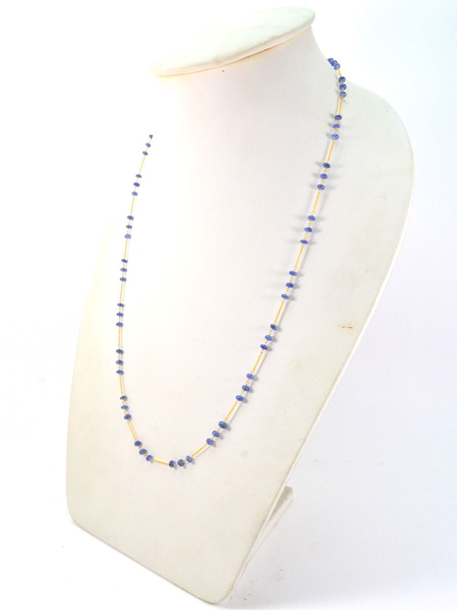 18k Solid Gold Necklace With Natural Blue Sapphire , 3.50 MM -  SGGRC-110