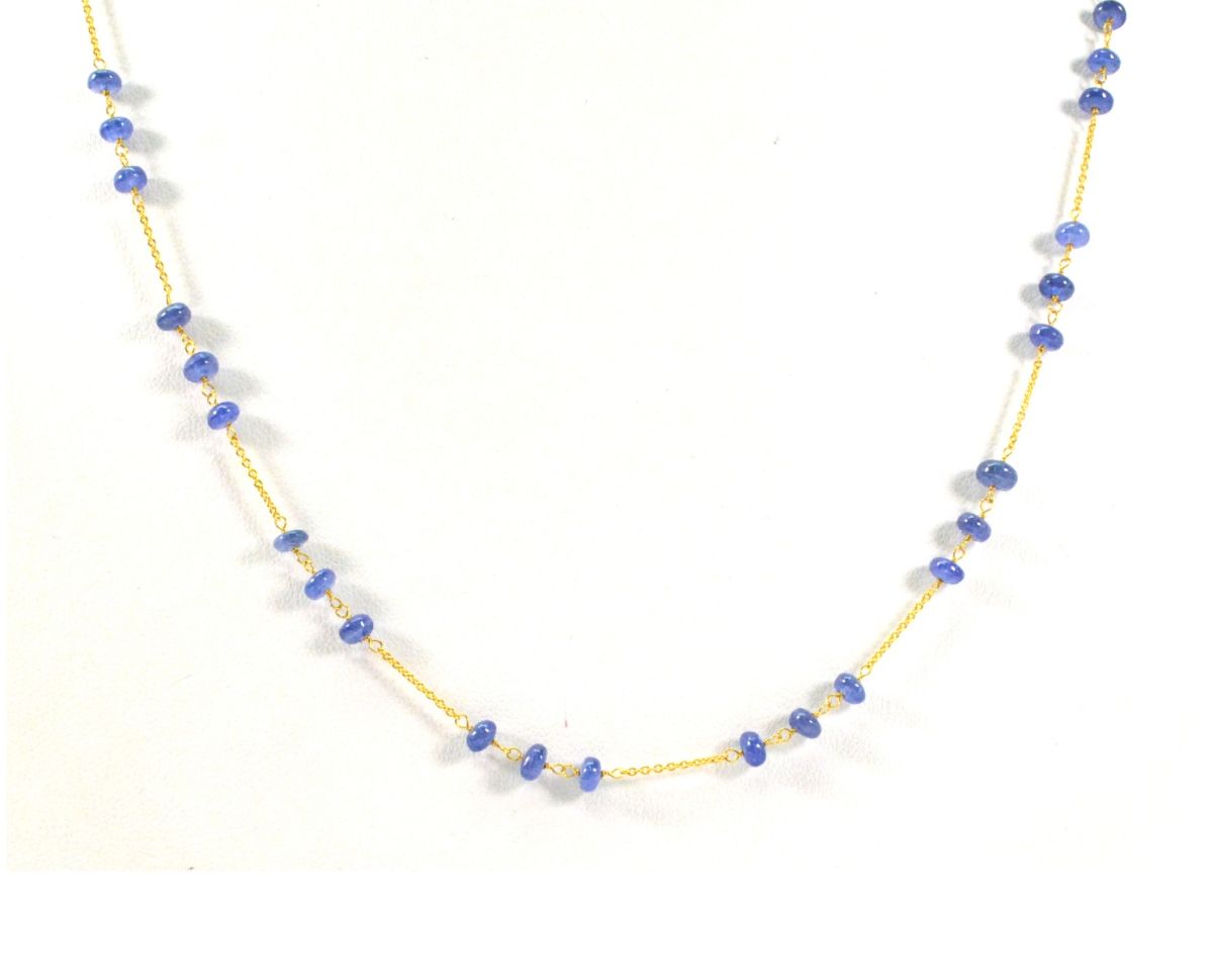 18k Solid Gold Necklace With Natural Blue Sapphire , 3.50 MM -  SGGRC-110