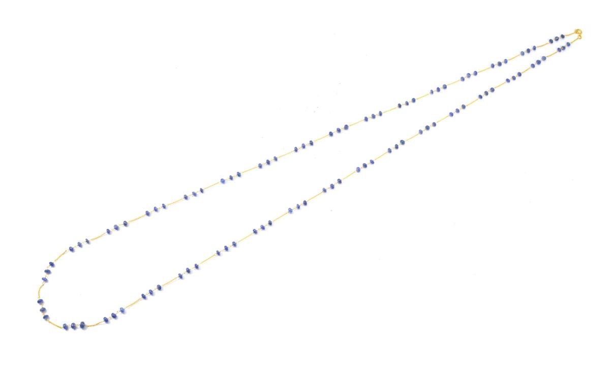 18k Solid Gold Necklace With Natural Blue Sapphire , 3.50 MM -  SGGRC-110