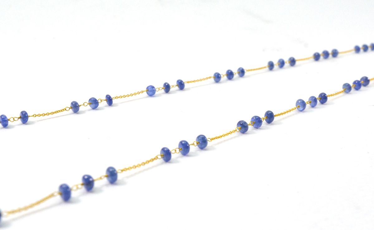 18k Solid Gold Necklace With Natural Blue Sapphire , 3.50 MM -  SGGRC-110