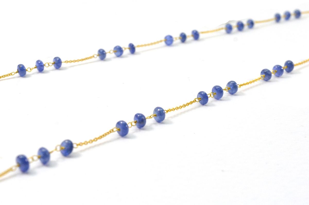 18k Solid Gold Necklace With Natural Blue Sapphire , 3.50 MM -  SGGRC-110