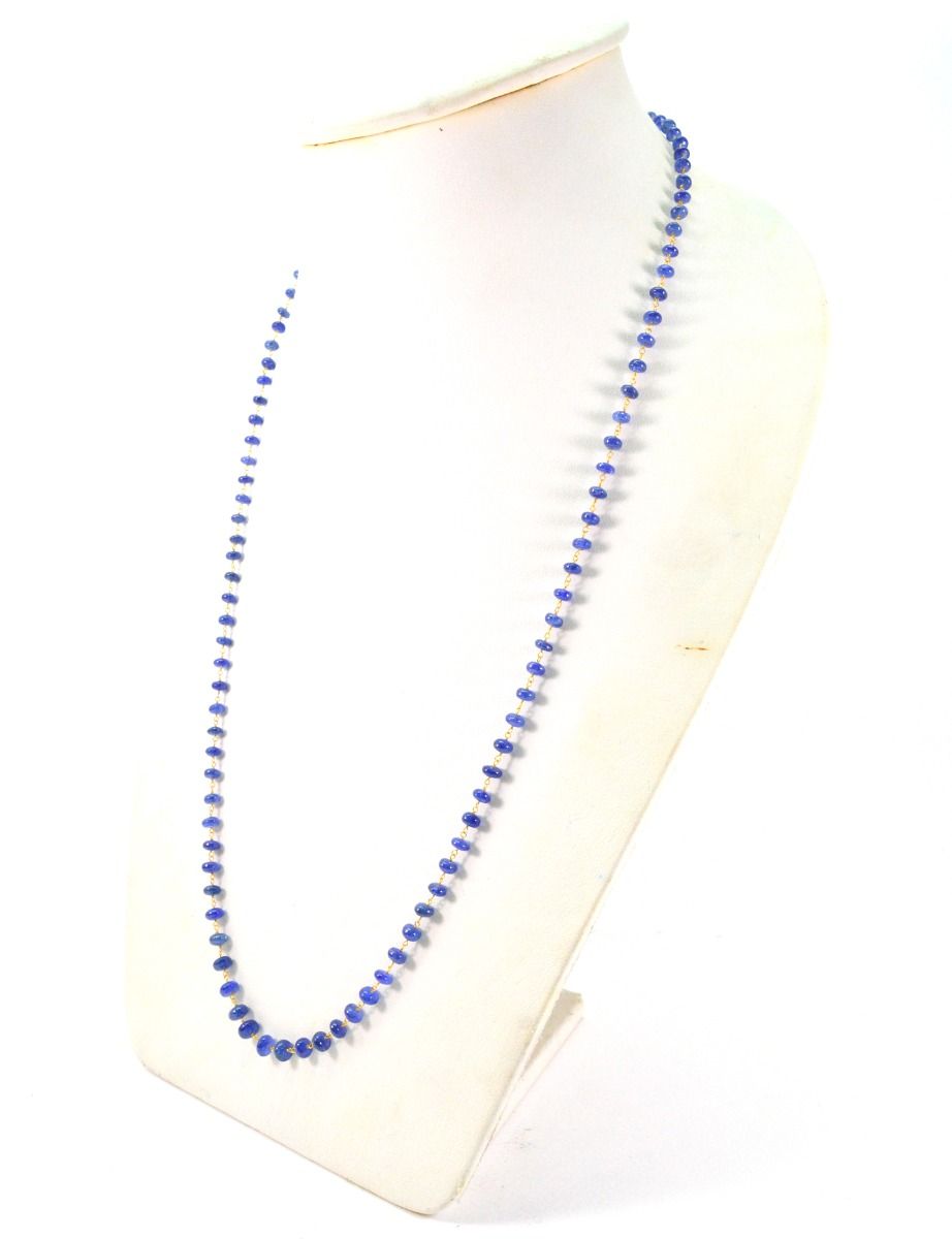 18k Solid Gold Necklace Studded With  Natural Blue Sapphire - 4-6MM , SGGRC-111