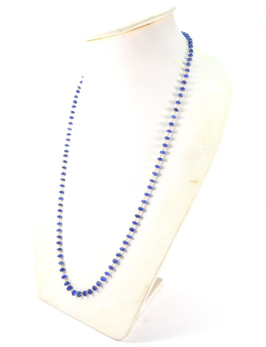 18k Solid Gold Necklace Studded With  Natural Blue Sapphire - 4-6MM , SGGRC-111