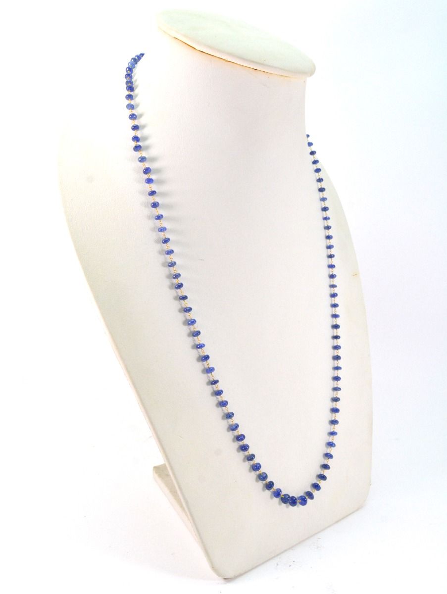 18k Solid Gold Necklace Studded With  Natural Blue Sapphire - 4-6MM , SGGRC-111