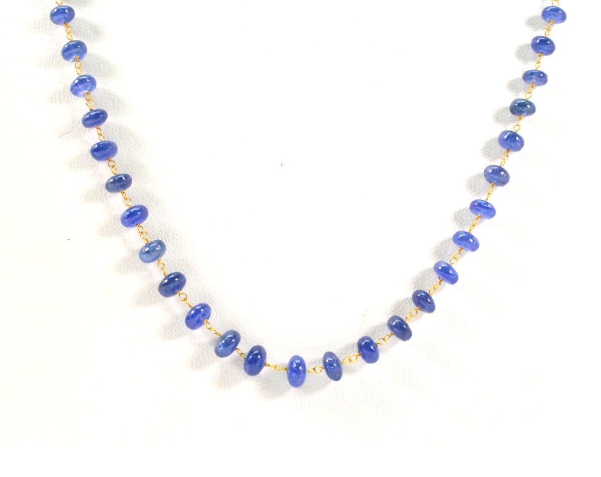 18k Solid Gold Necklace Studded With  Natural Blue Sapphire - 4-6MM , SGGRC-111