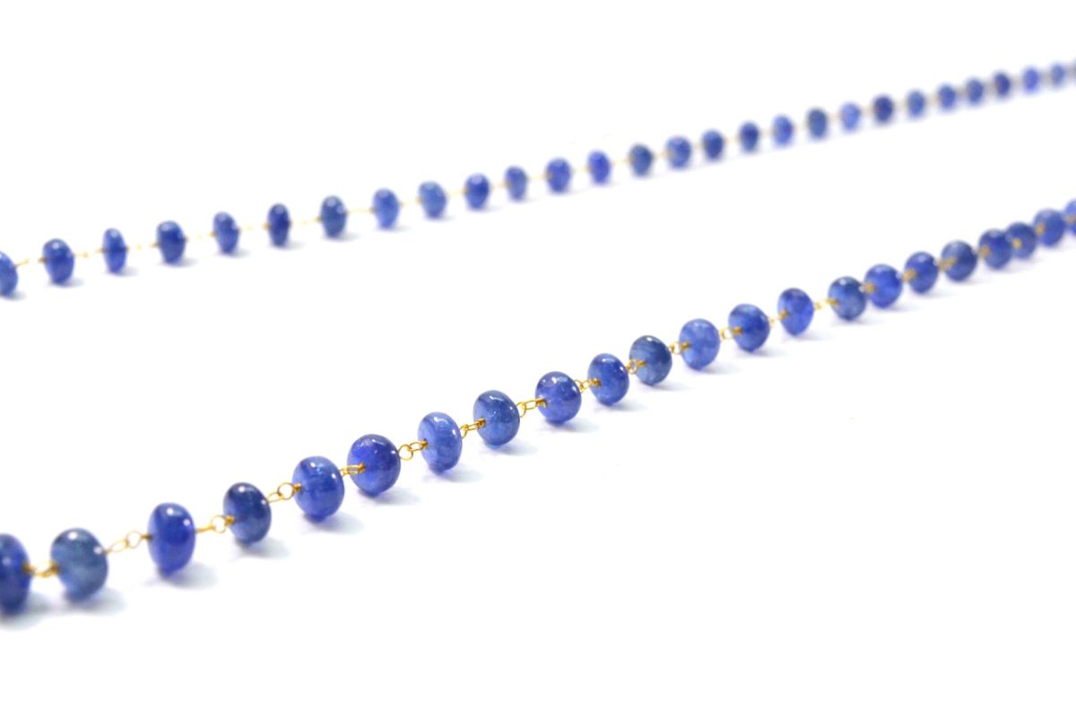 18k Solid Gold Necklace Studded With  Natural Blue Sapphire - 4-6MM , SGGRC-111