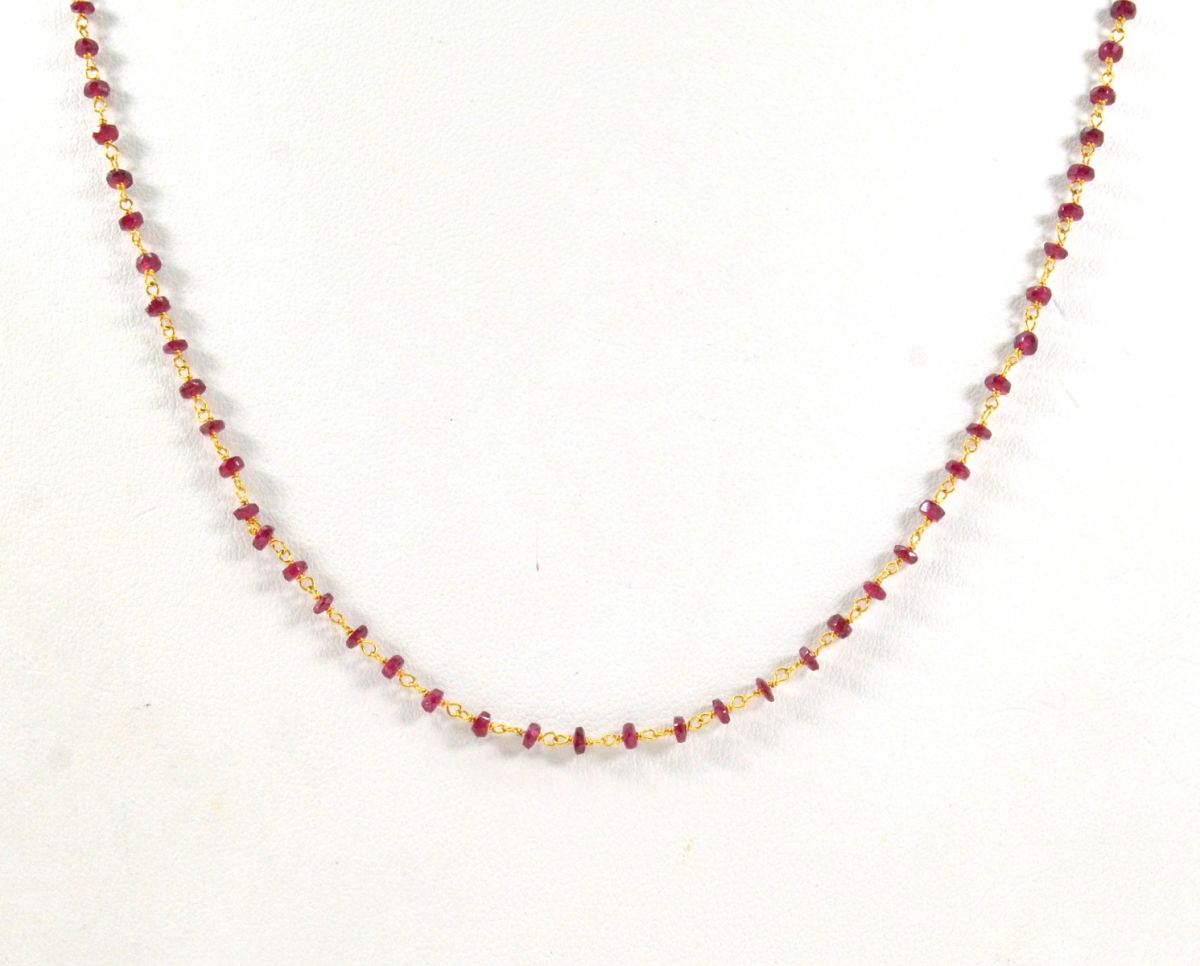14k  Solid Gold Necklace With Ruby Stone In 2.50 MM Size  , SGGRC-116