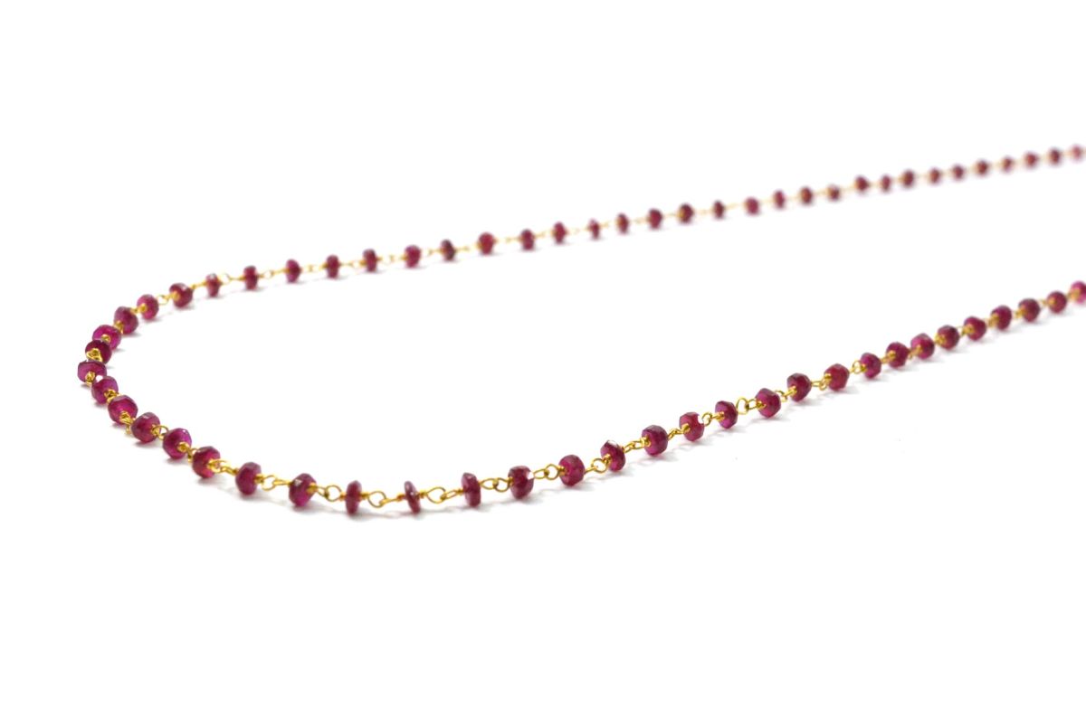14k  Solid Gold Necklace With Ruby Stone In 2.50 MM Size  , SGGRC-116