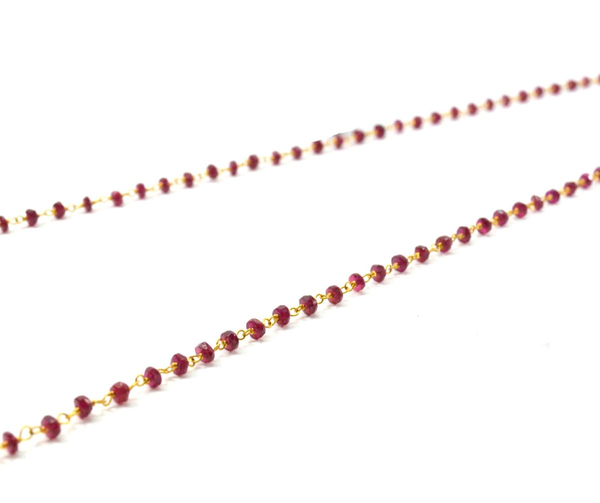 14k  Solid Gold Necklace With Ruby Stone In 2.50 MM Size  , SGGRC-116