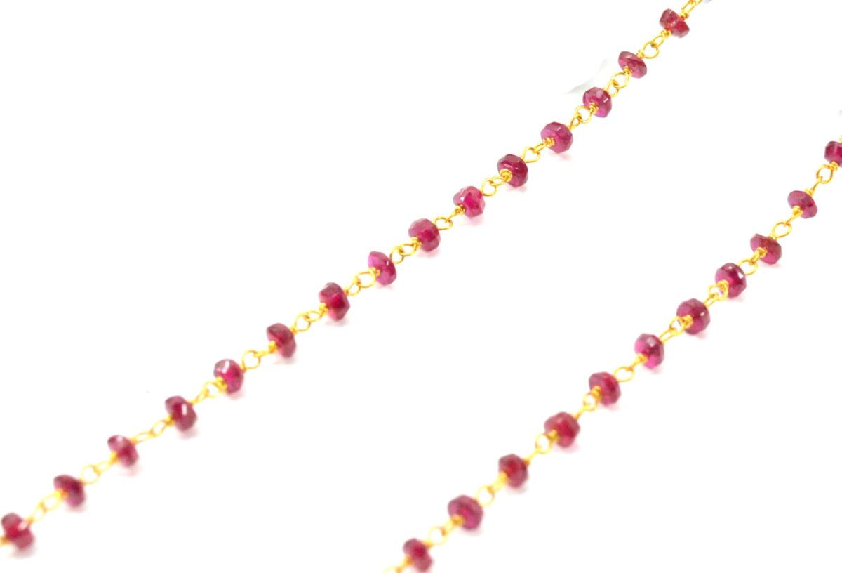 14k  Solid Gold Necklace With Ruby Stone In 2.50 MM Size  , SGGRC-116
