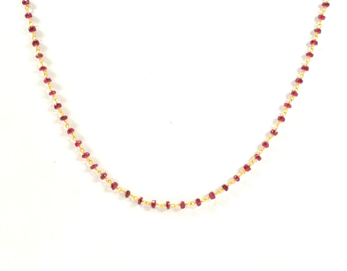 14k  Solid Gold Necklace With Ruby Stone In 2.50 MM Size  , SGGRC-117