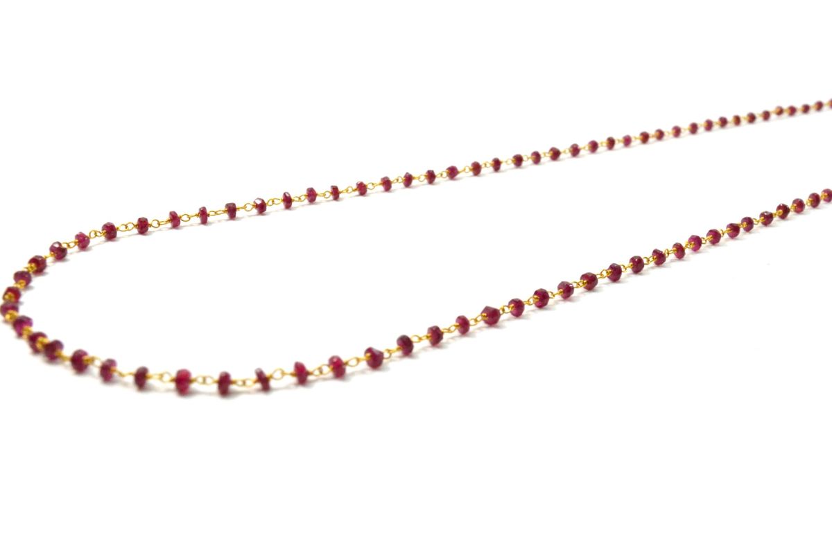 14k  Solid Gold Necklace With Ruby Stone In 2.50 MM Size  , SGGRC-117