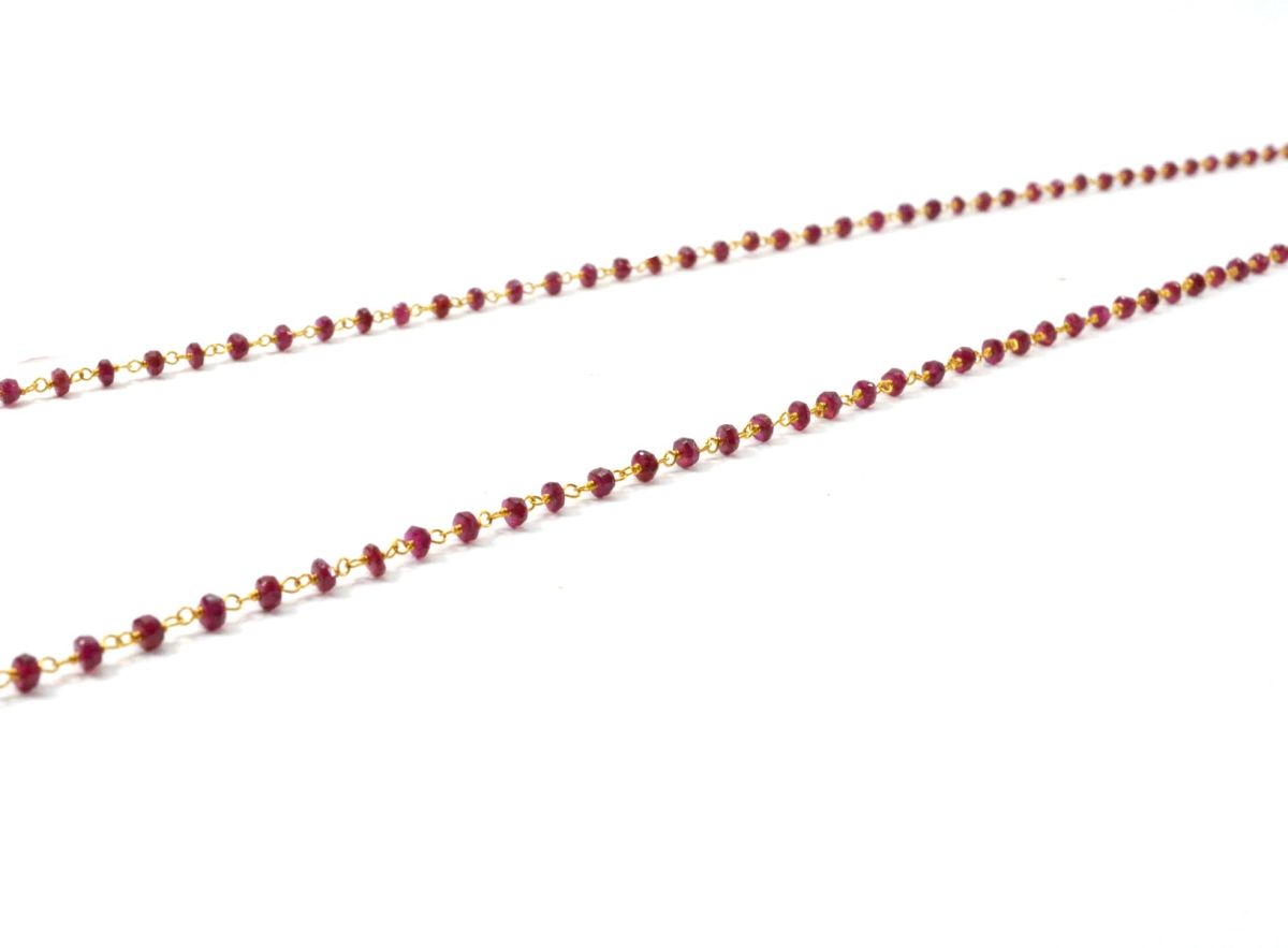 14k  Solid Gold Necklace With Ruby Stone In 2.50 MM Size  , SGGRC-117