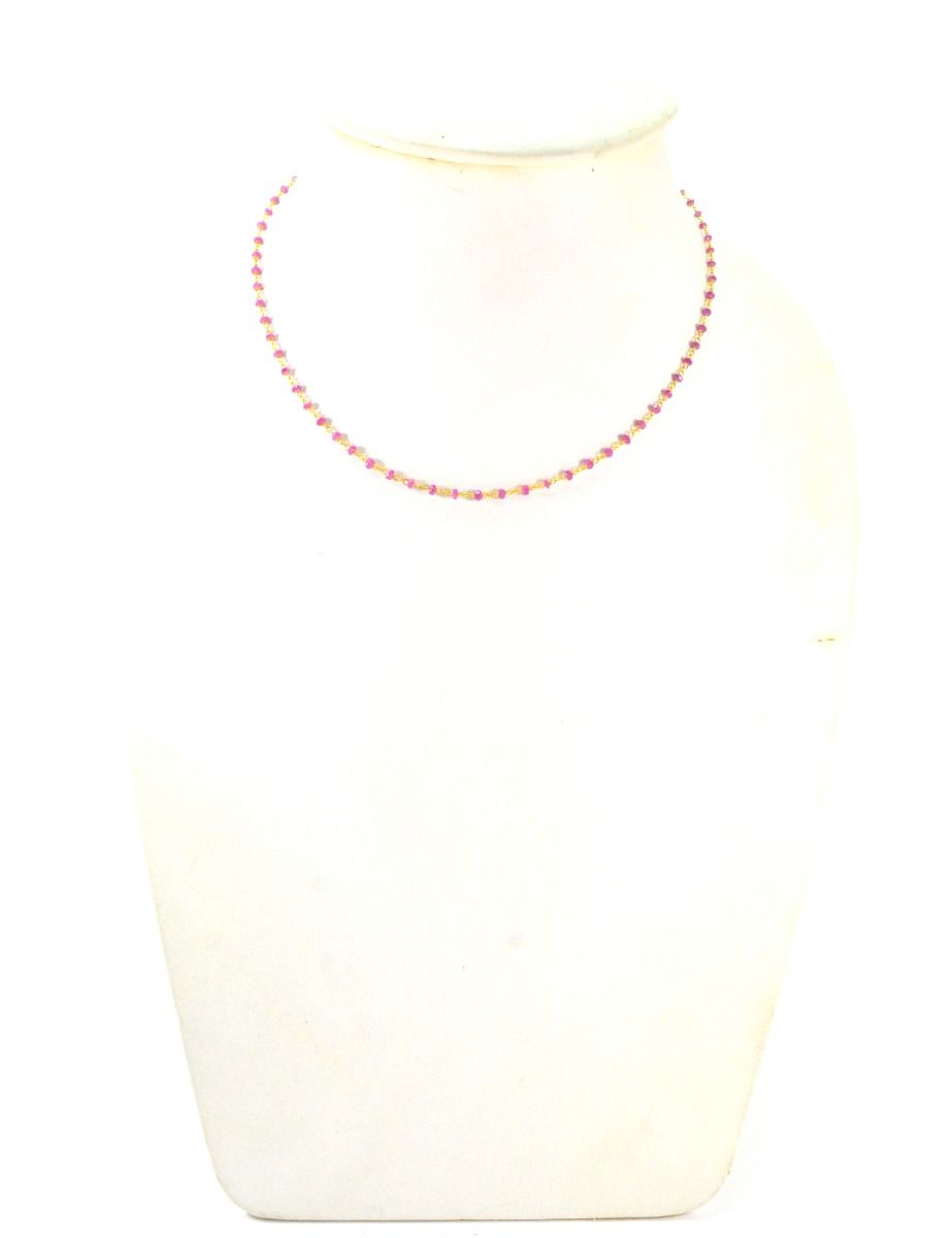 14k Solid Yellow Gold Necklace In 2.50 MM Size - Pink Sapphire, SGGRC-125