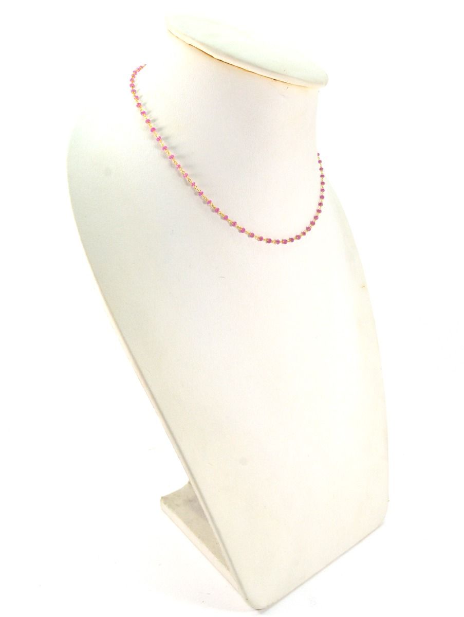 14k Solid Yellow Gold Necklace In 2.50 MM Size - Pink Sapphire, SGGRC-125