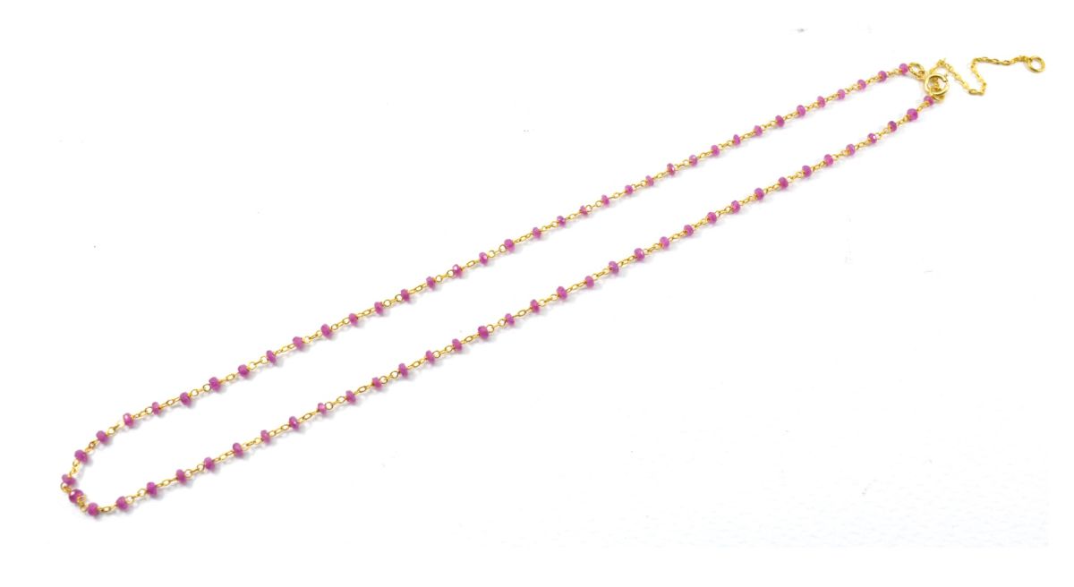 14k Solid Yellow Gold Necklace In 2.50 MM Size - Pink Sapphire, SGGRC-125