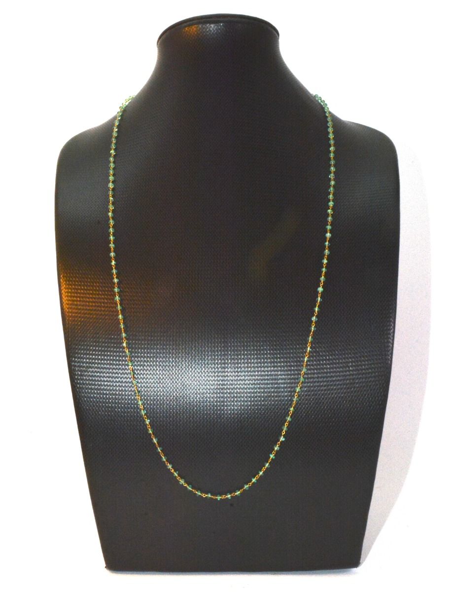 Stunning 14k Solid Yellow Gold Necklace Studded With Emerald Stone,  SGGRC-126