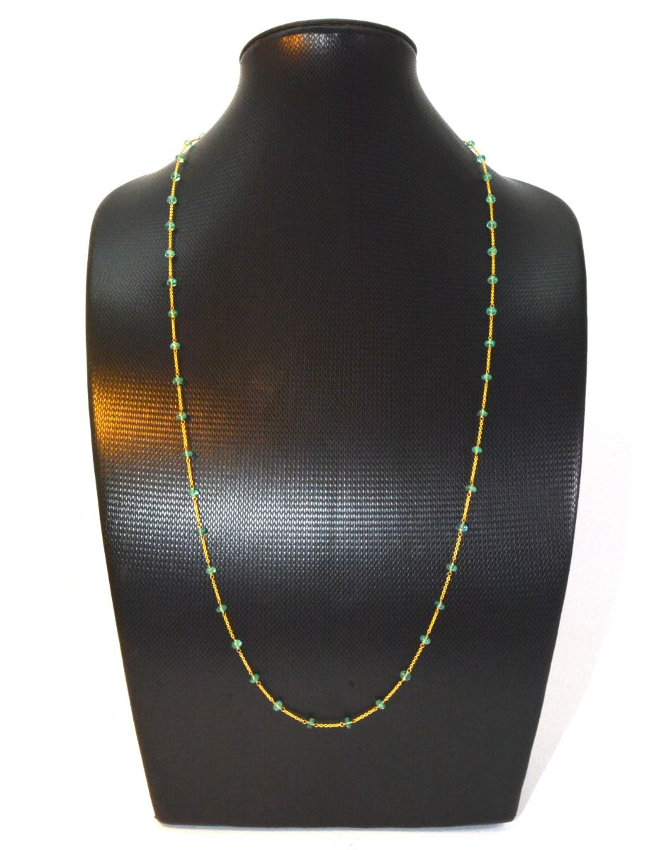 14k Solid Gold Necklace in 4.00 mm Size With Emerald Stone, SGGRC-139