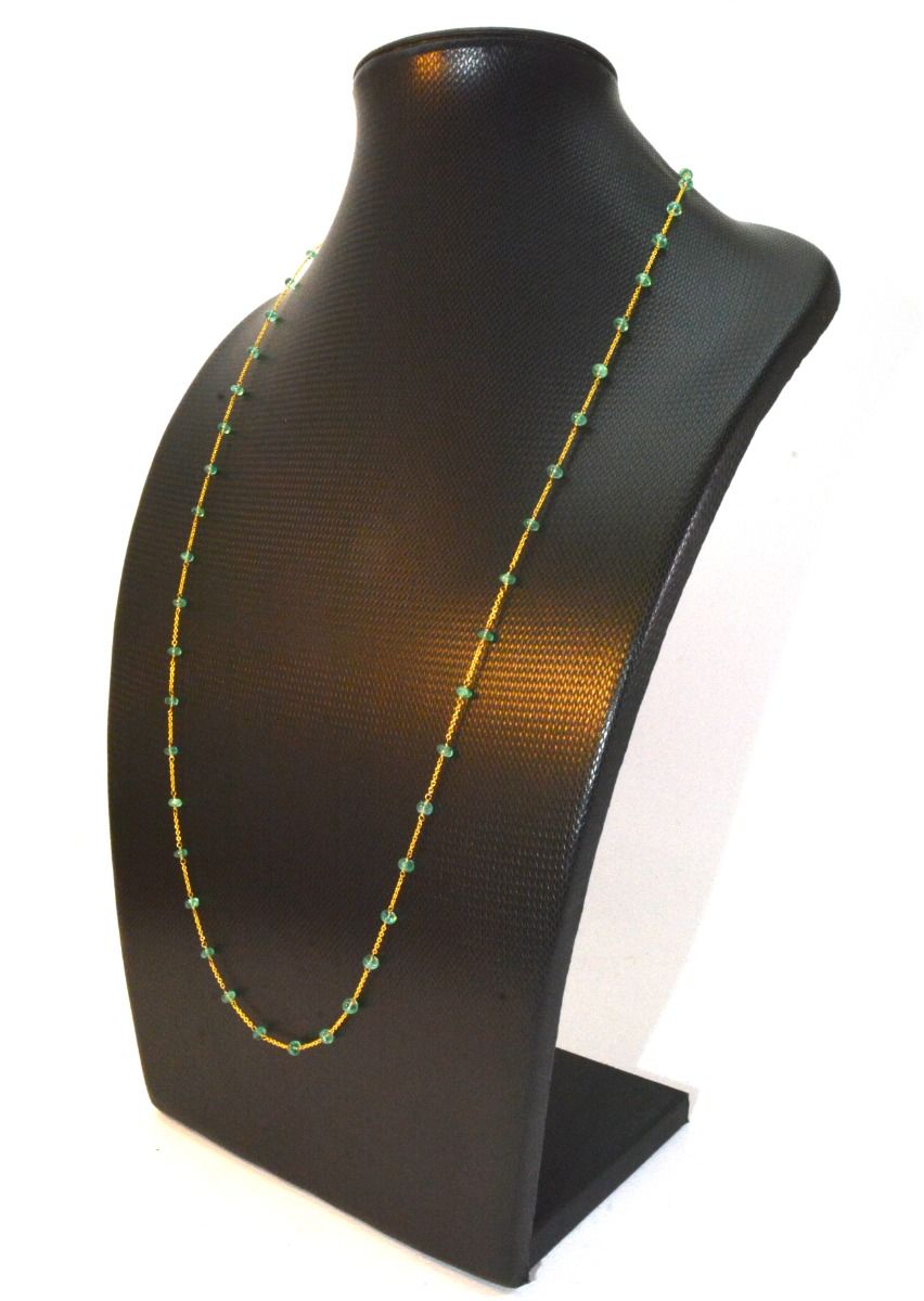 14k Solid Gold Necklace in 4.00 mm Size With Emerald Stone, SGGRC-139