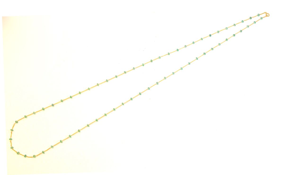 14k Solid Gold Necklace in 4.00 mm Size With Emerald Stone, SGGRC-139