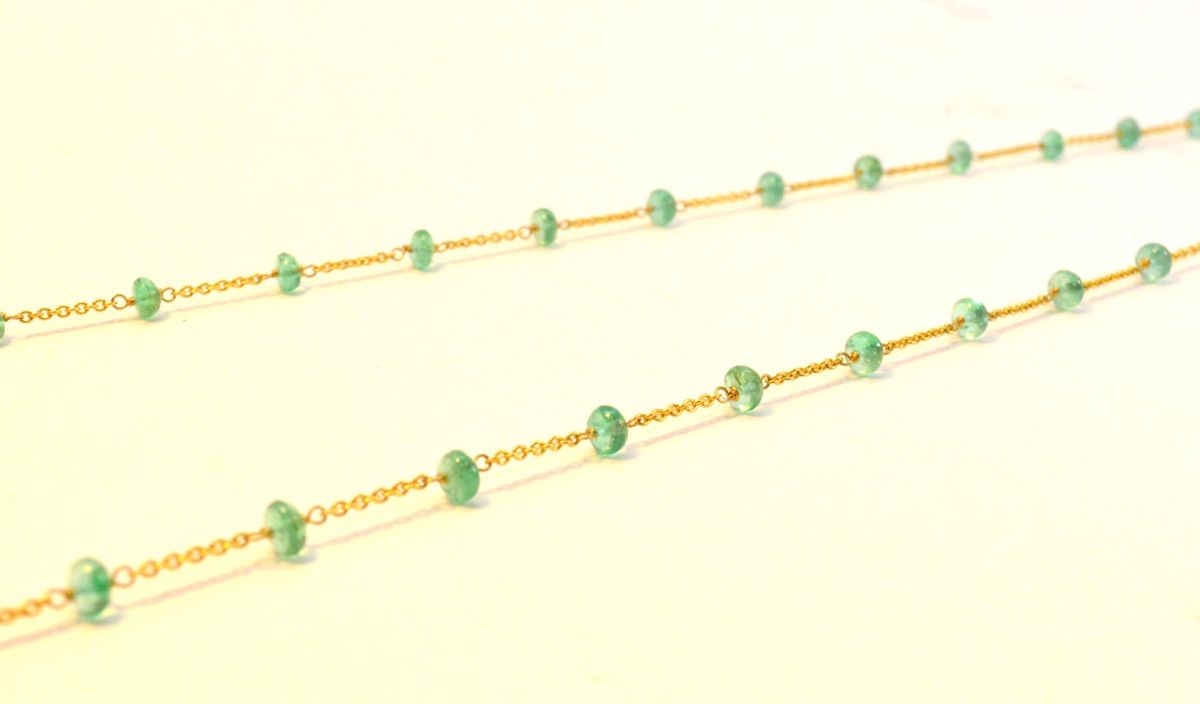 14k Solid Gold Necklace in 4.00 mm Size With Emerald Stone, SGGRC-139