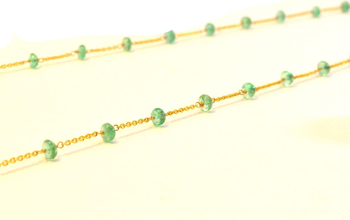 14k Solid Gold Necklace in 4.00 mm Size With Emerald Stone, SGGRC-139