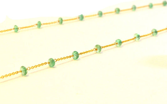 14k Solid Gold Necklace in 4.00 mm Size With Emerald Stone, SGGRC-139 - view 3