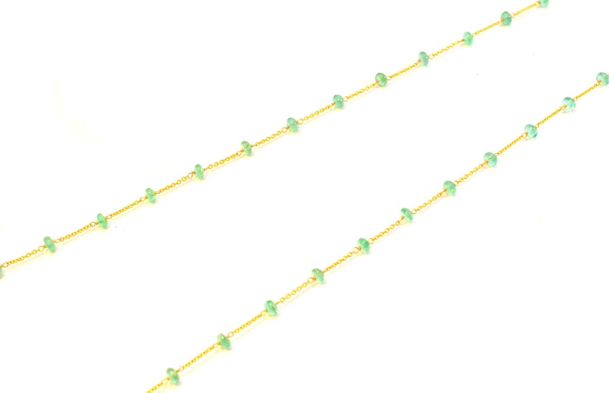 14k Solid Gold Necklace in 4.00 mm Size With Emerald Stone, SGGRC-139