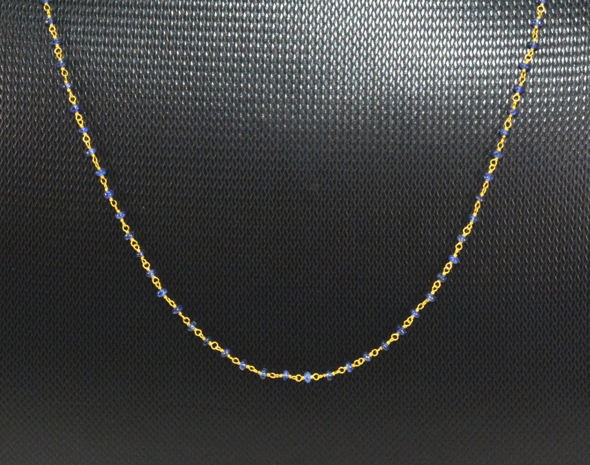 14k Solid Gold Necklace With Blue Sapphire Stone , 2.50 MM, SGGRC-131
