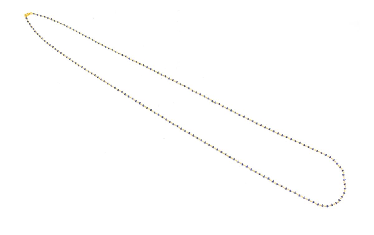 14k Solid Gold Necklace With Blue Sapphire Stone , 2.50 MM, SGGRC-131