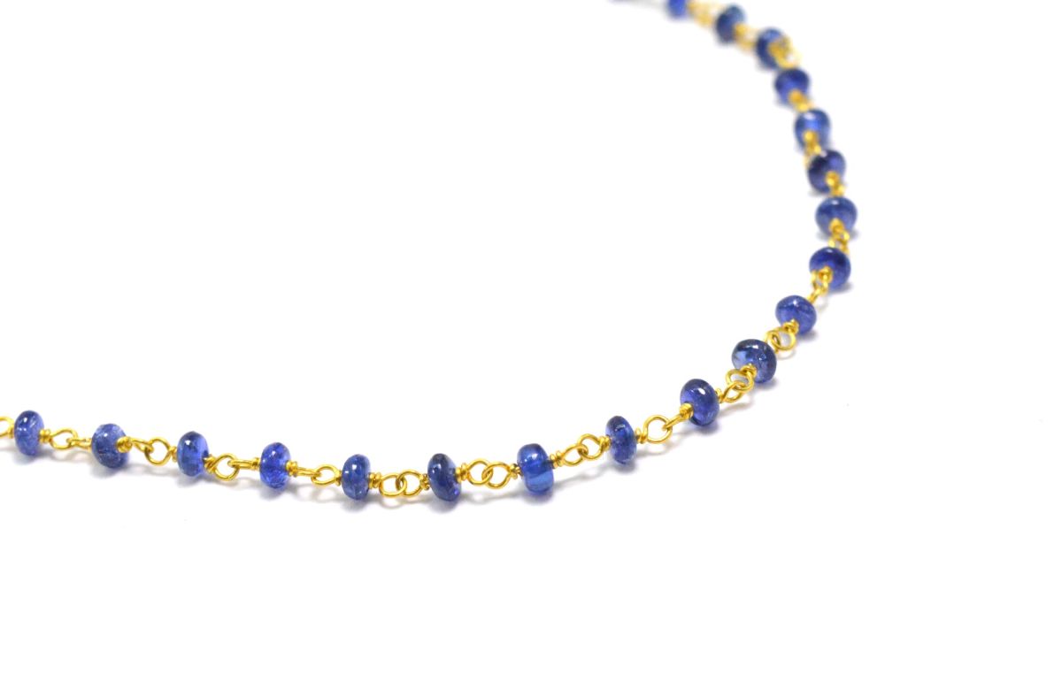 14k Solid Gold Necklace With Blue Sapphire Stone , 2.50 MM, SGGRC-131