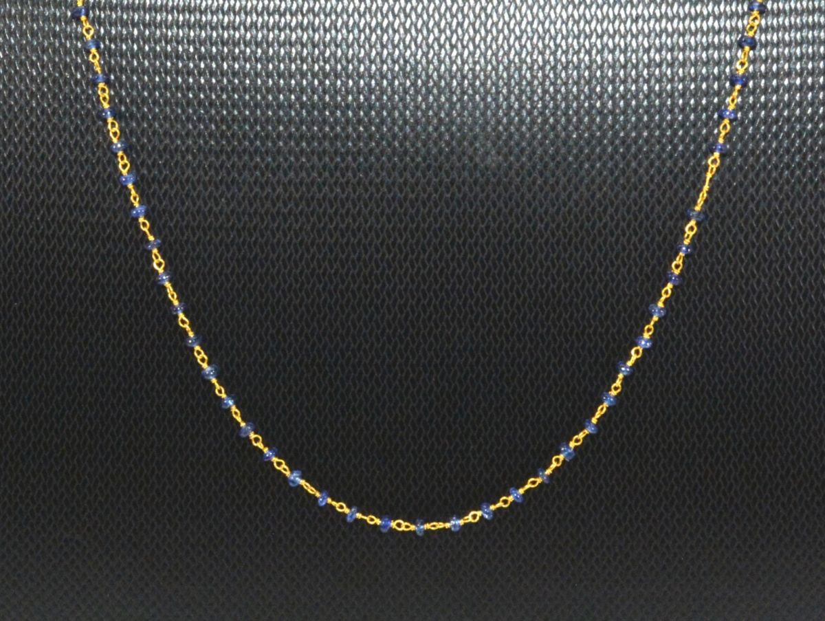 14k Solid Gold Necklace in 2.00 mm Size With Blue Sapphire Stone, SGGRC-132