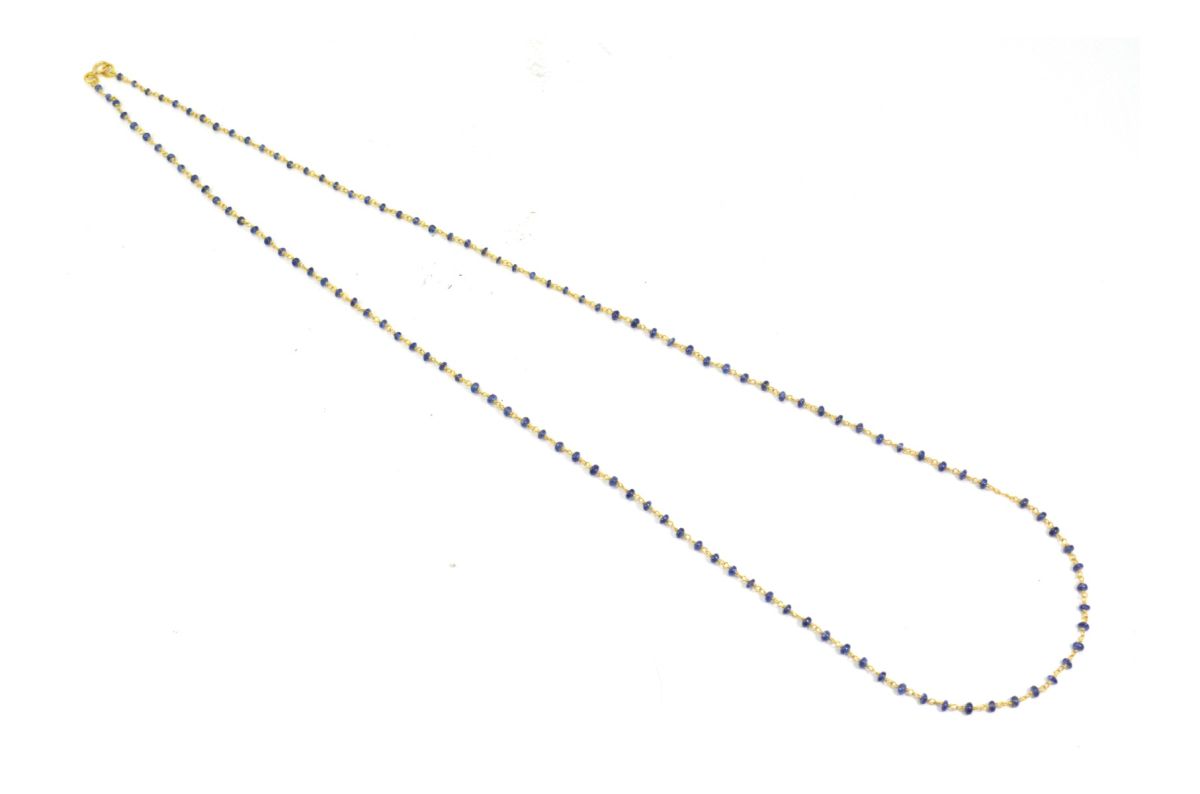 14k Solid Gold Necklace in 2.00 mm Size With Blue Sapphire Stone, SGGRC-132
