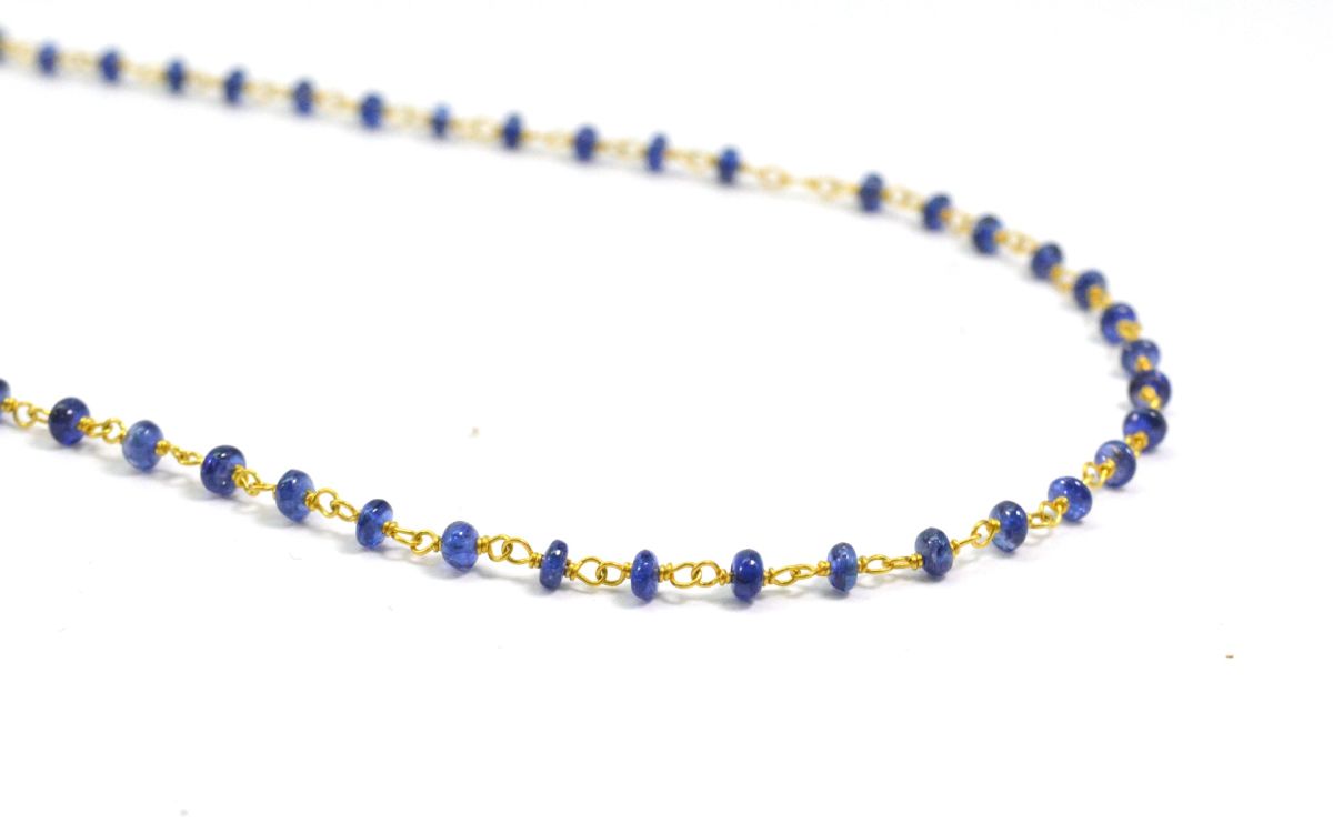 14k Solid Gold Necklace in 2.00 mm Size With Blue Sapphire Stone, SGGRC-132