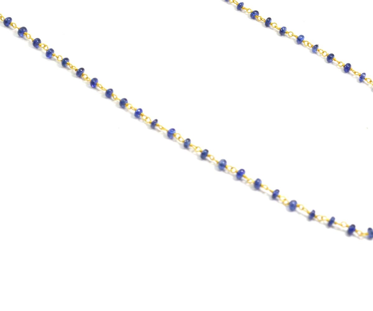 14k Solid Gold Necklace in 2.00 mm Size With Blue Sapphire Stone, SGGRC-132