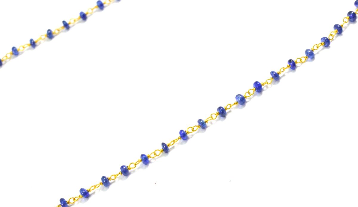 14k Solid Gold Necklace in 2.00 mm Size With Blue Sapphire Stone, SGGRC-132