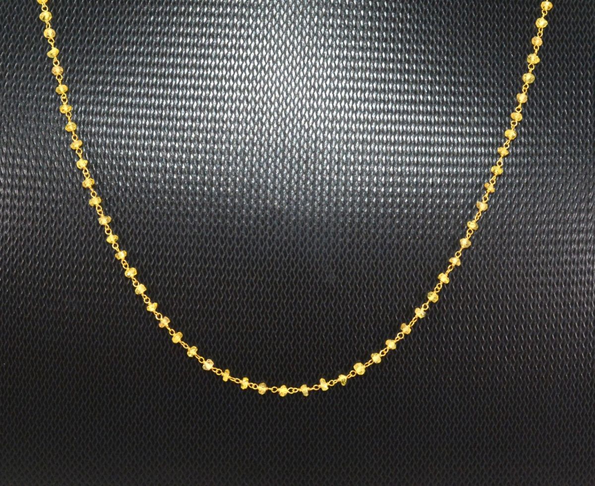 14k Solid Gold Necklace With Yellow Sapphire Stone - 2MM Size , SGGRC-134