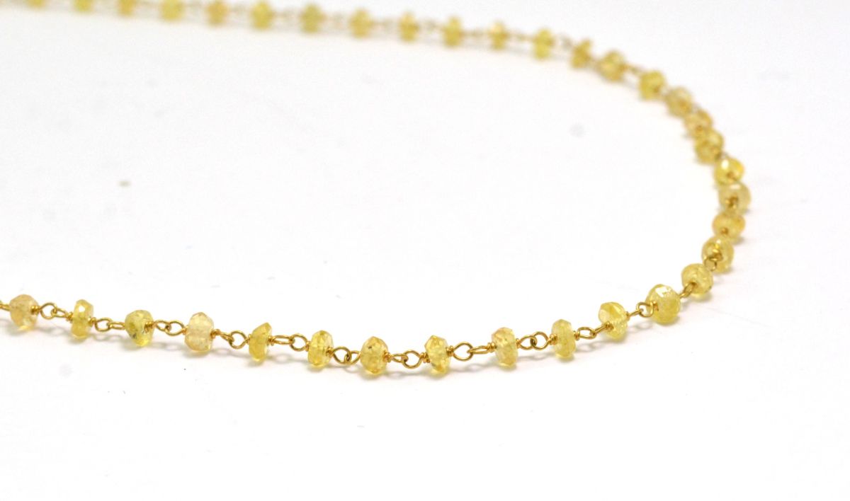 14k Solid Gold Necklace With Yellow Sapphire Stone - 2MM Size , SGGRC-134