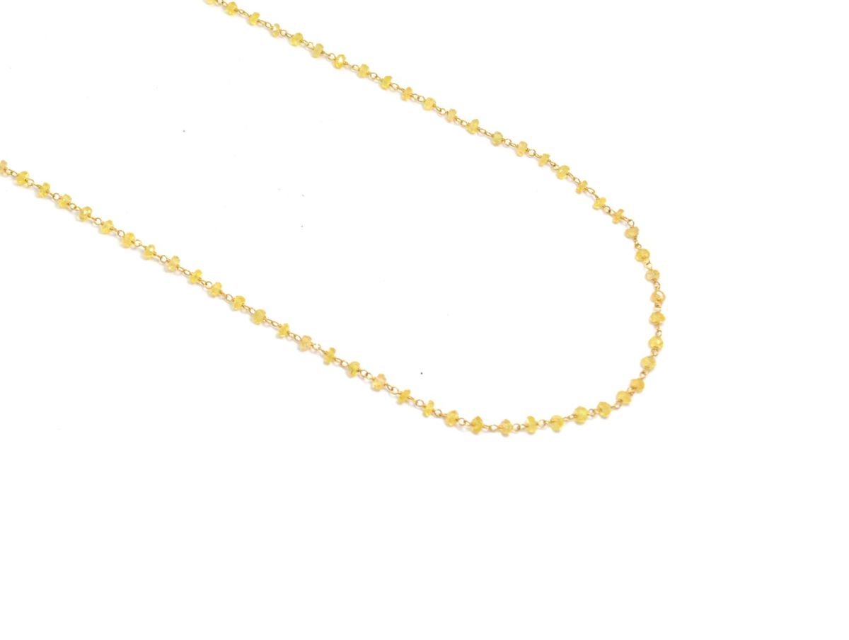 14k Solid Gold Necklace With Yellow Sapphire Stone - 2MM Size , SGGRC-134