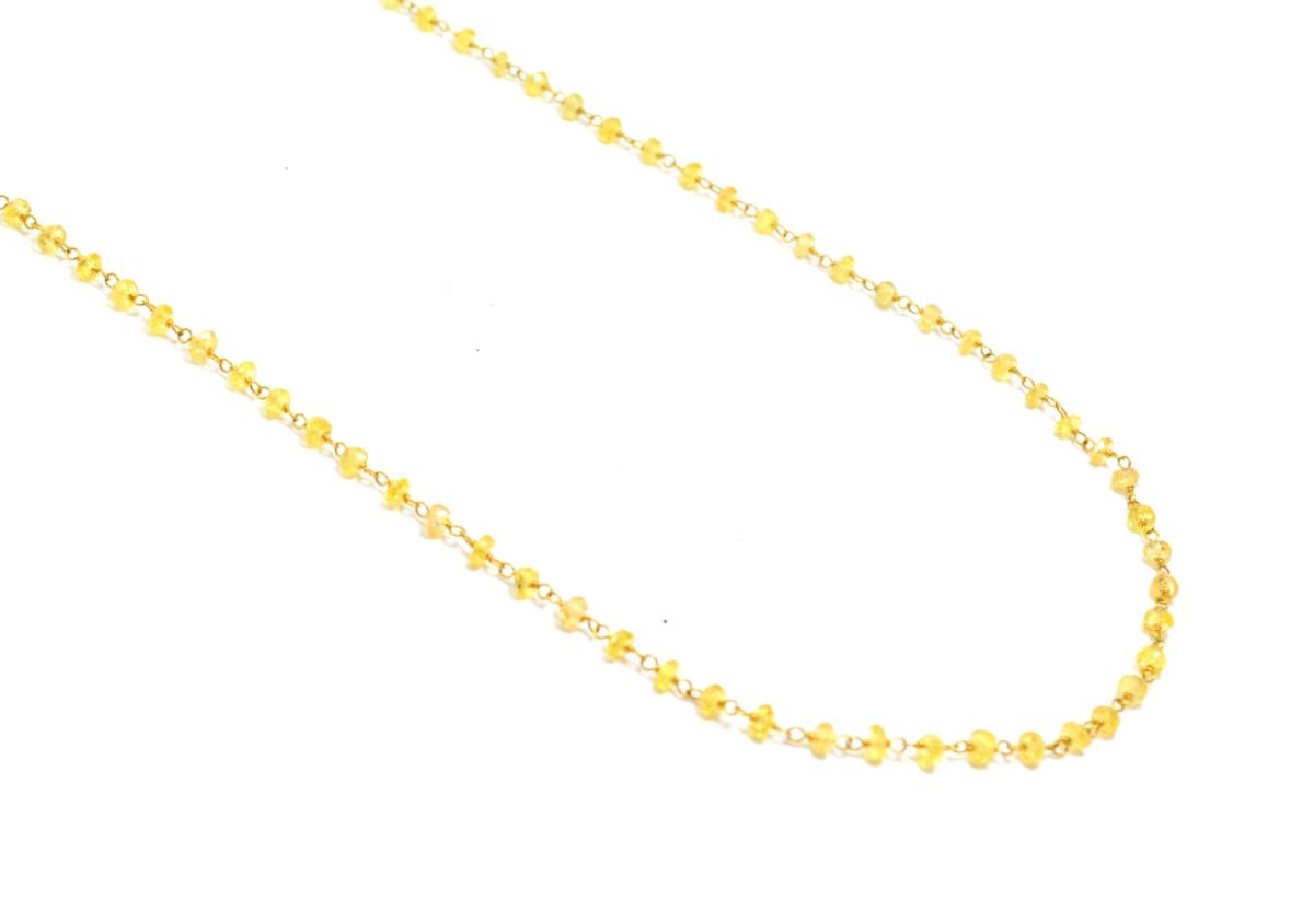 14k Solid Gold Necklace With Yellow Sapphire Stone - 2MM Size , SGGRC-134