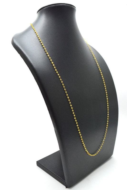 14k Solid Gold Necklace Studded With Natural Yellow Sapphire Stones, 2MM - SGGRC-136