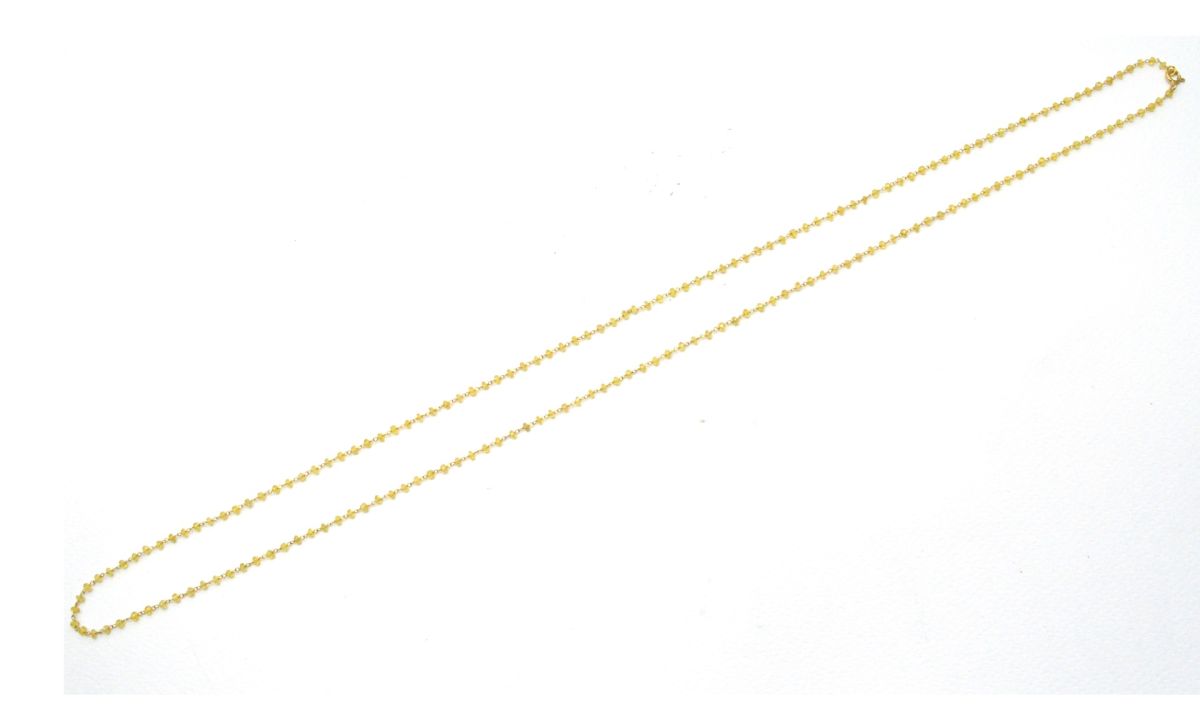 14k Solid Gold Necklace Studded With Natural Yellow Sapphire Stones, 2MM - SGGRC-136