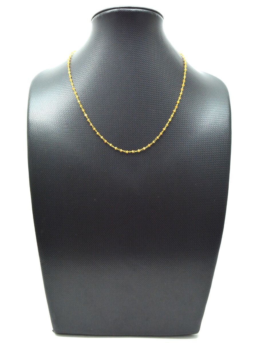 14k Solid Gold Necklace With Natural Orange Sapphire Stones, 2MM - SGGRC-138