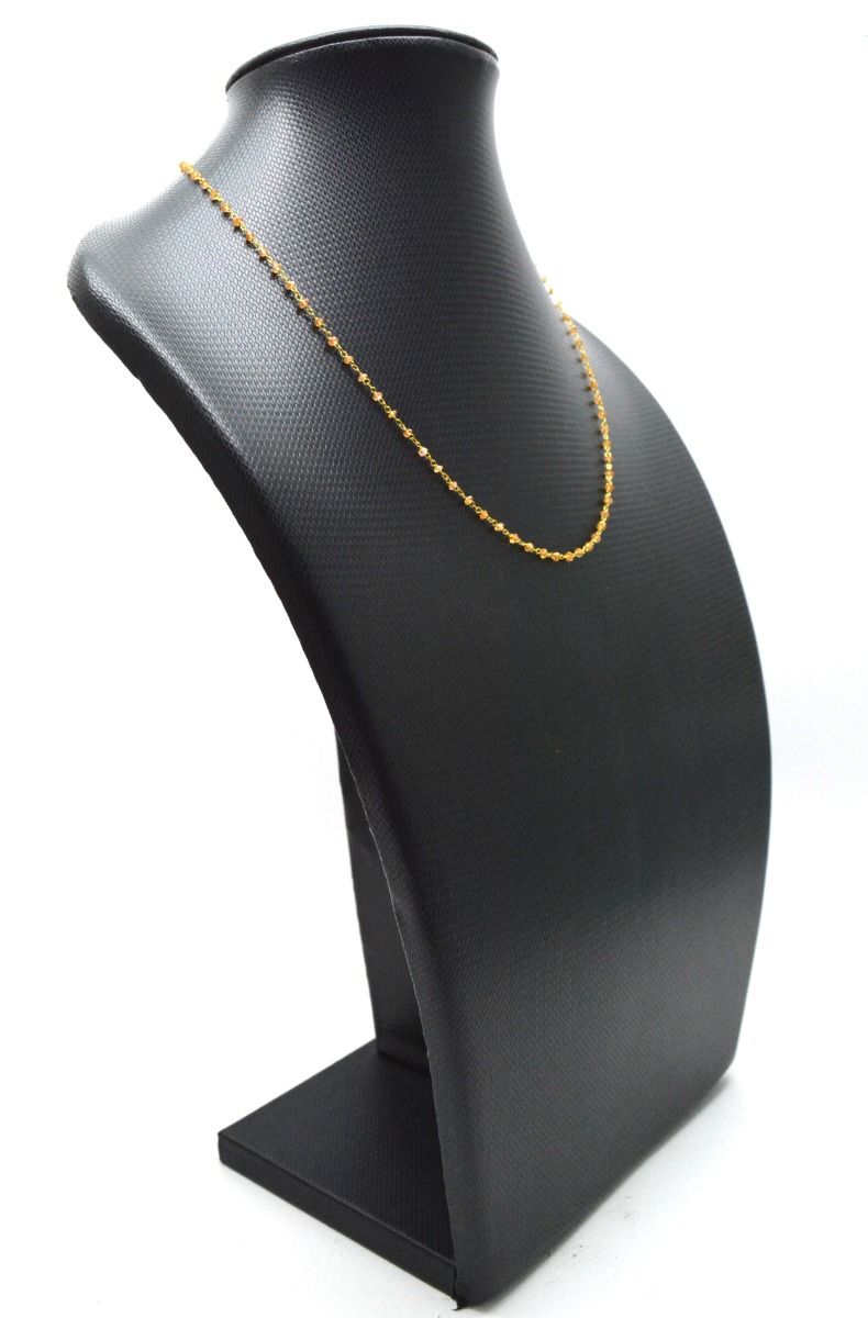 14k Solid Gold Necklace With Natural Orange Sapphire Stones, 2MM - SGGRC-138