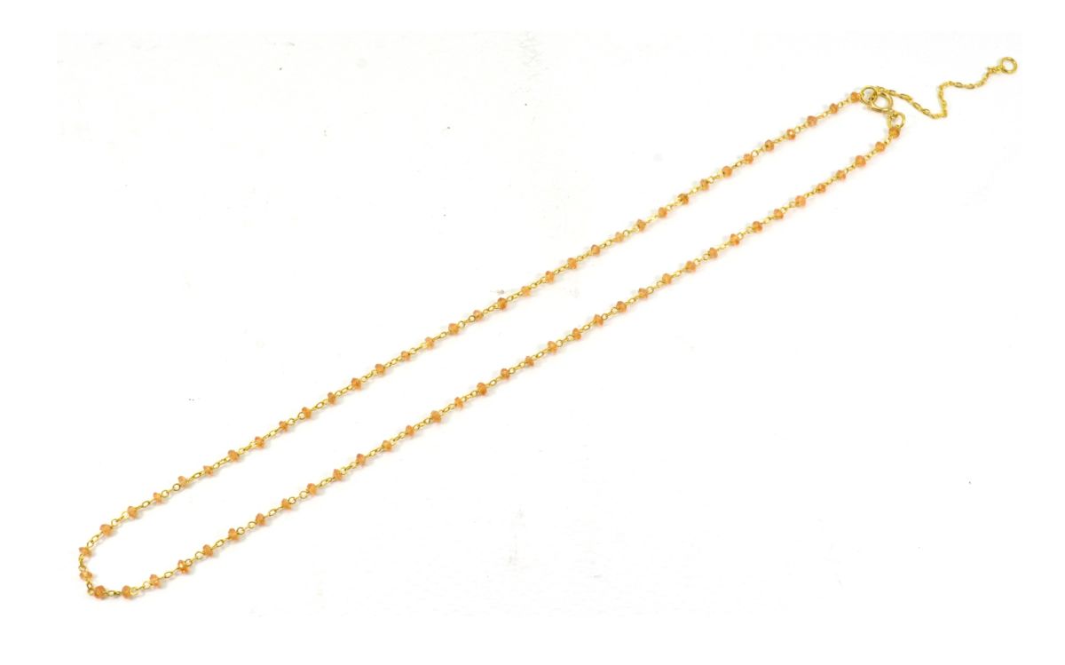14k Solid Gold Necklace - Natural Orange Sapphire, 2MM - SGGRC-139