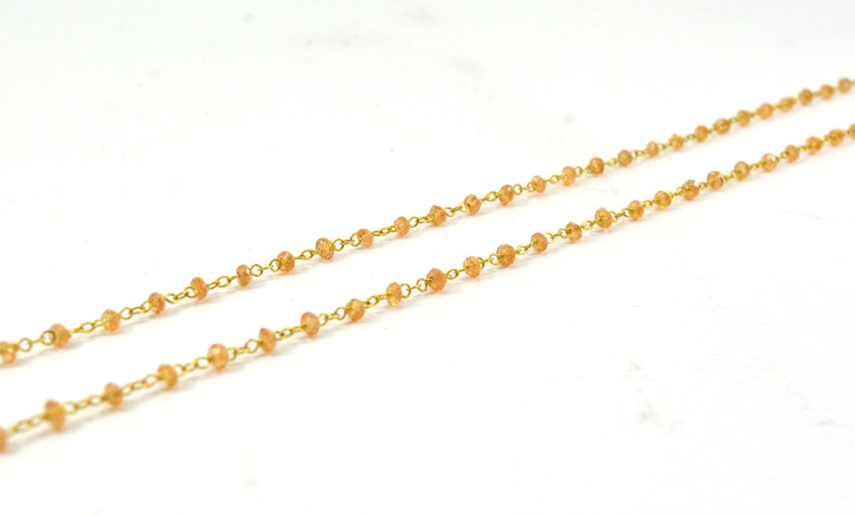 14k Solid Gold Necklace - Natural Orange Sapphire, 2MM - SGGRC-139