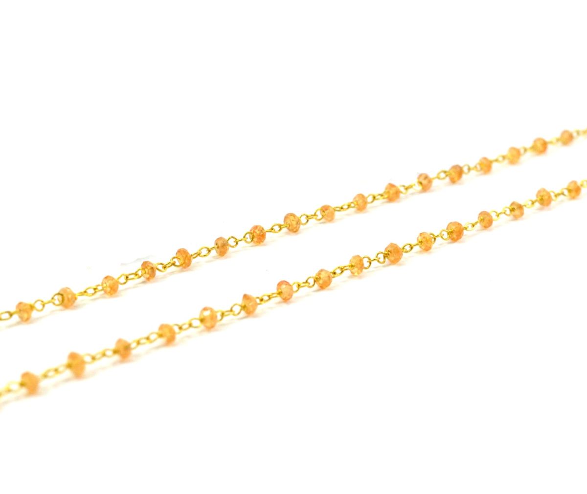 14k Solid Gold Necklace - Natural Orange Sapphire, 2MM - SGGRC-139